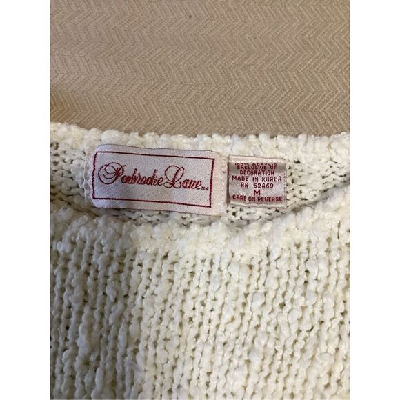 Vintage Penbrooke Lane Embellished Sweater Floral Pearl Size M - Picture 2 of 10